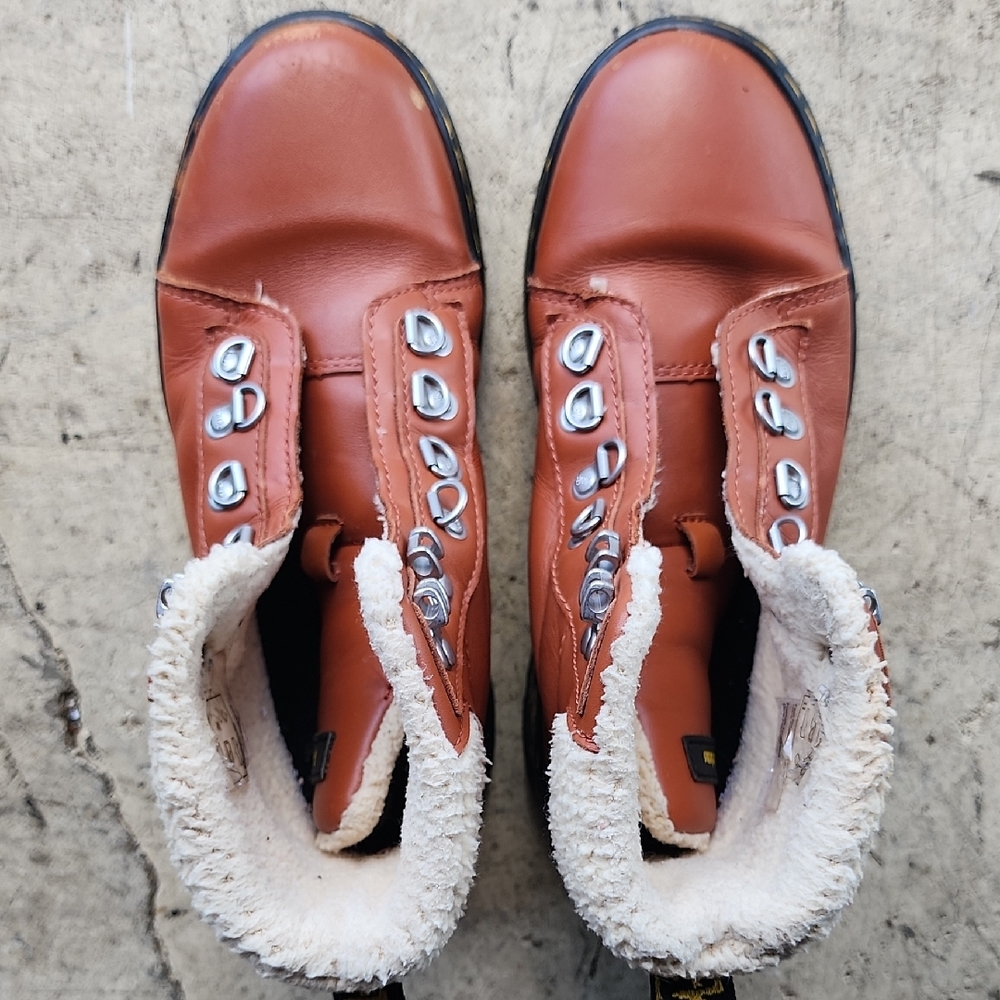 Dr. Martens Brown Combat Boots with Sherpa Lining